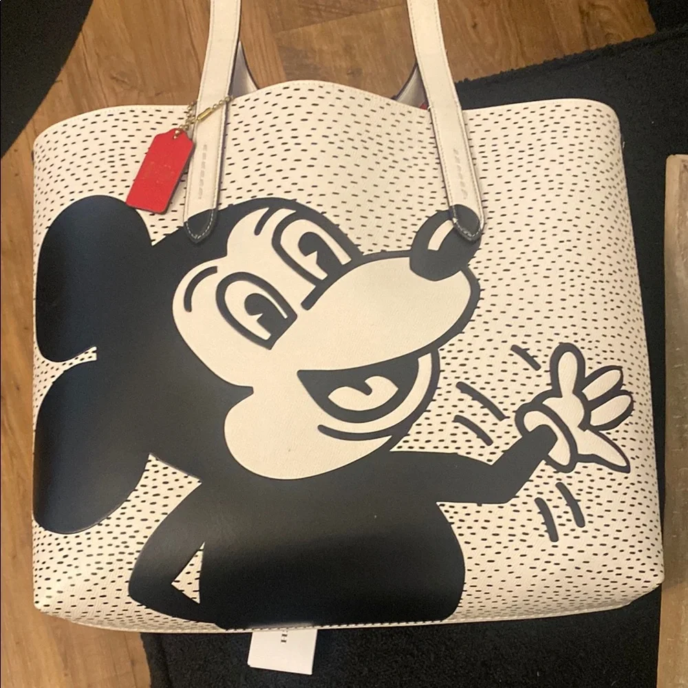 Coach Mickey Mouse White and Black Tote Bag , Keith Haring Edition - Picture 4 of 9